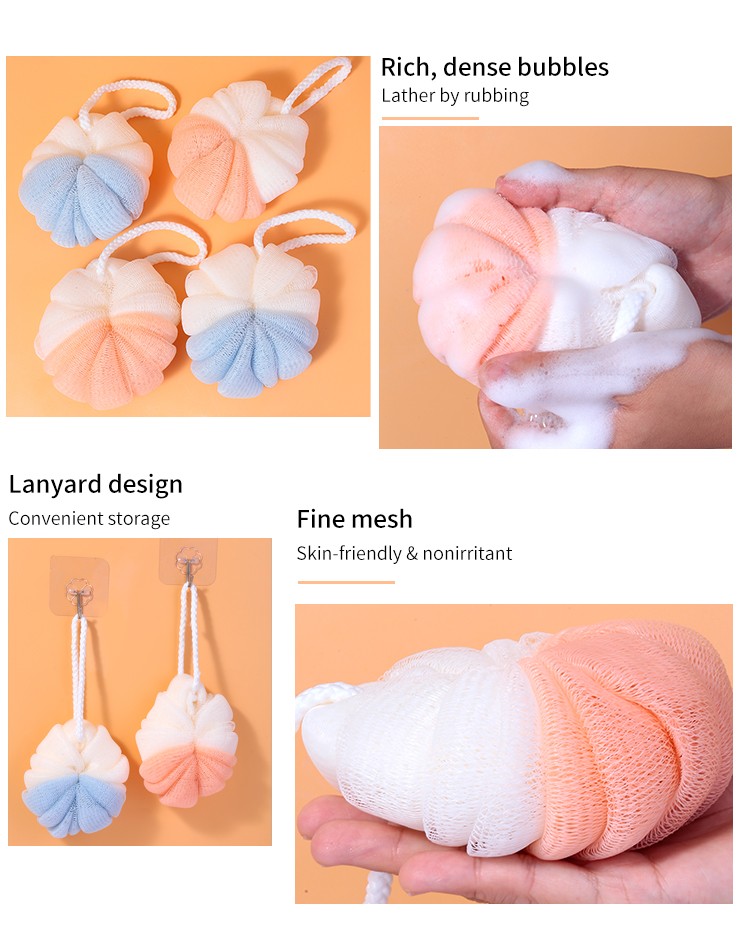 LMLTOP New Color Combination Bathing Products Hot Sale Colorful Flexible Pe Mesh Balls Shower Brush Bath Bomb Bath Ball C065