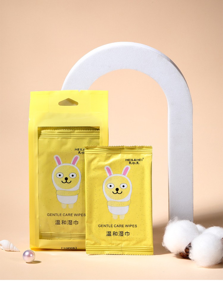 Meilamei 10pcs Non-Woven Soft Skin Friendly Wet Wipes For Face Portable Wet Tissue Wipes Individual Packaging E2066