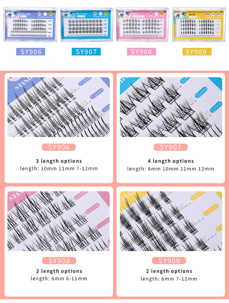 LMLTOP Wholesale 3d Black False Eyelash Sets Individual Eyelash Extensions Private Label Lash Extensions Supplies SY906-9