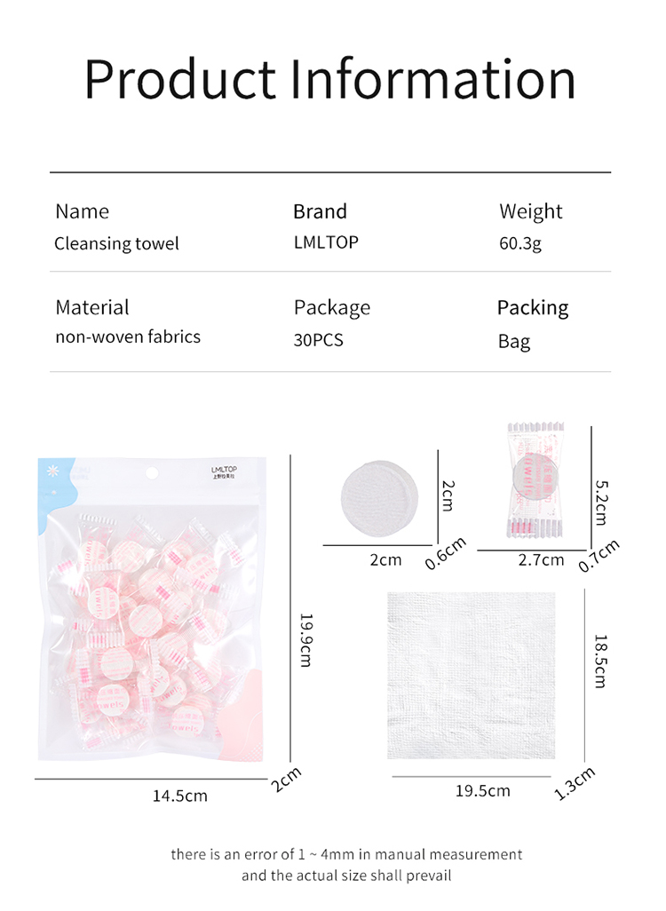 LMLTOP 30pcs Separate Packing Wholesale Cotton Wrist Towels For Washing Face Portable Disposable Compressed Face Towel D0901
