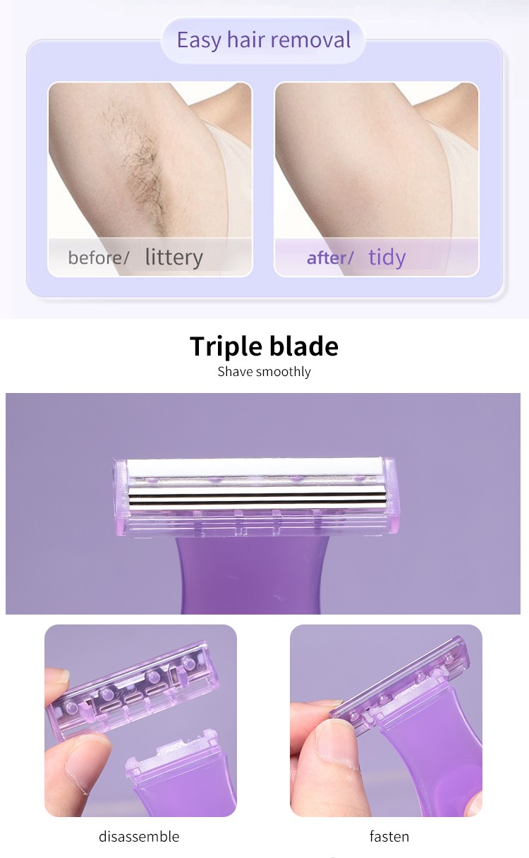 2023 New style LMLTOP 3 Blades Portable Shaving Hair Removal Safety Reusable Body Bikini Shaving Razor Blade SY330