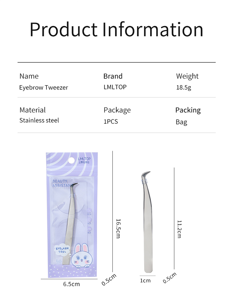 LMLTOP Professional Beauty Tools Eyebrow Tweezers Eyelash Tweezers Tweezers For Eyelash Extension Custom Logo SY522