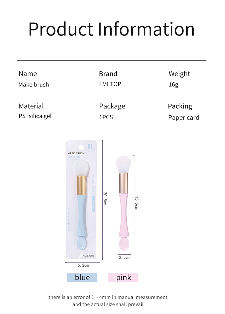 LMLTOP Wholesale Silicone Mask Brush Double-End Face Masking Brush Low Price Cosmetics Spatula Cream Applicator SY607