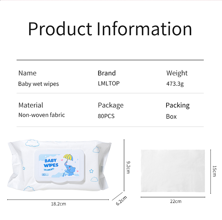 LMLTOP OEM Non-Woven Baby'S Wet Wipes Skin-Friendly Softness Disposable Wet Wipes Waterwipes Portable Alcohol-free SY905