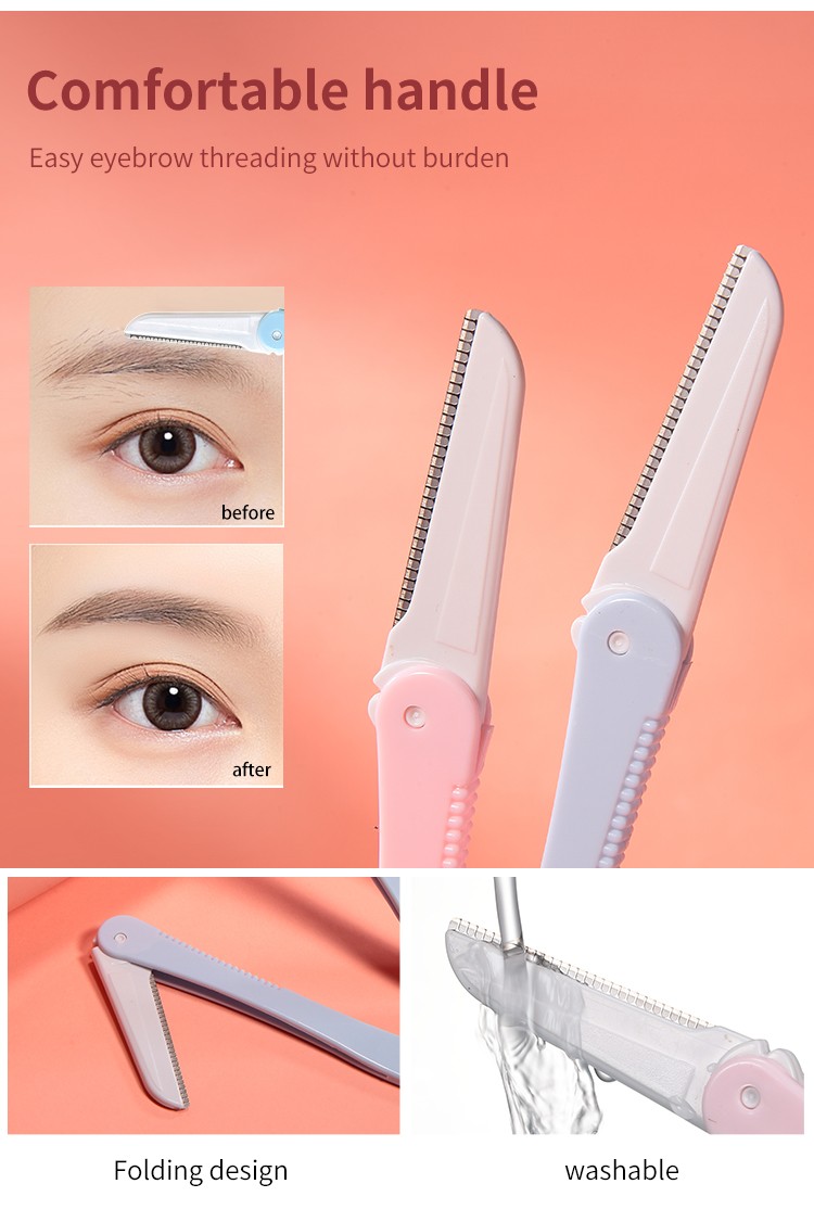 LMLTOP Hot Sale Folding Eyebrow Razor Plastic Hand Eyebrow Hair Remover Razor High Quality Eyebrow Razor Trimmer A0228