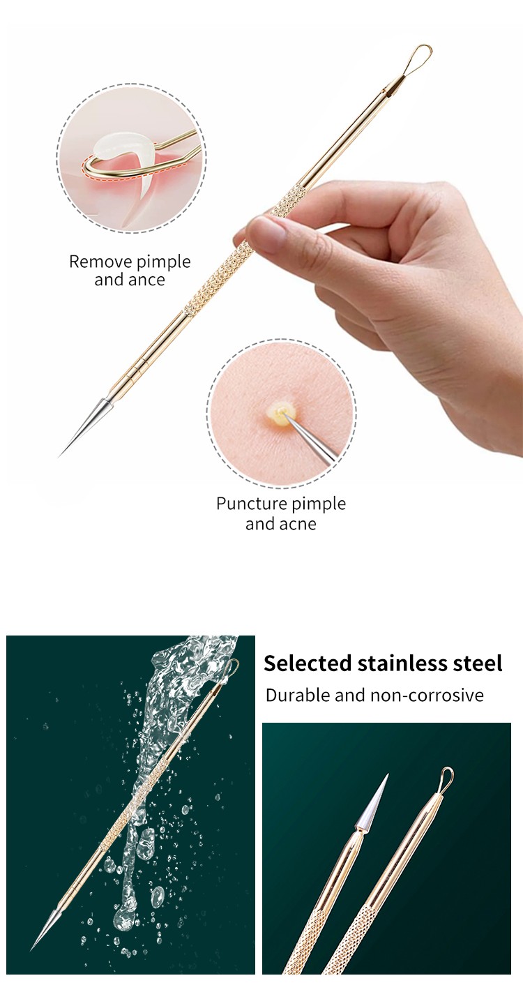LMLTOP 1pc Safe Stainless Steel Acne Needle Gold Blackhead Remover Tool Kit Professional Dead Skin Blackhead Remover B0718