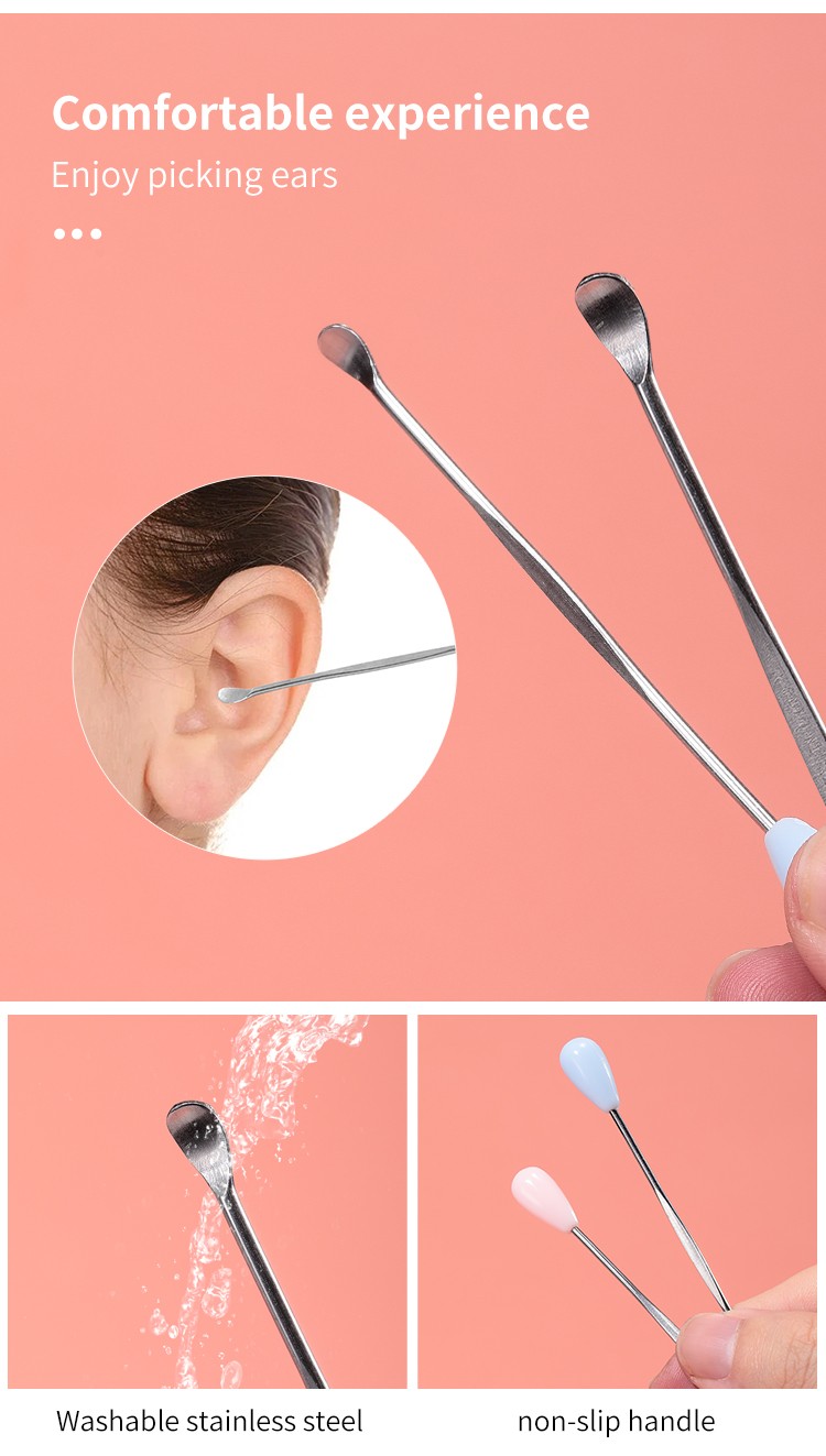 LMLTOP Professional Ear Spoon Durable Single Non-slip Handle Stainless Steel Lihgted Ear Pick Cleaner Safe Curette B0763