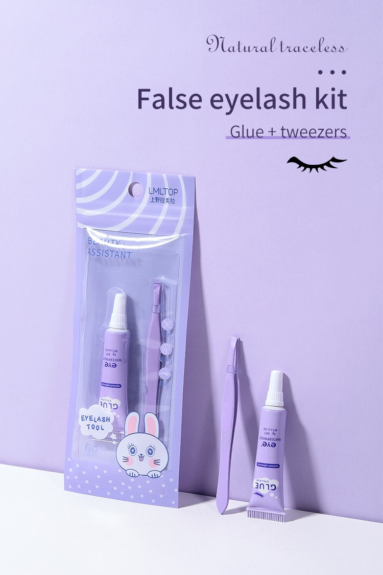 LMLTOP 2pcs Eyelash Extension Kits White False Eyelash Glue Good Viscosity Stainless Steel Eyelashes Tweezers SY024