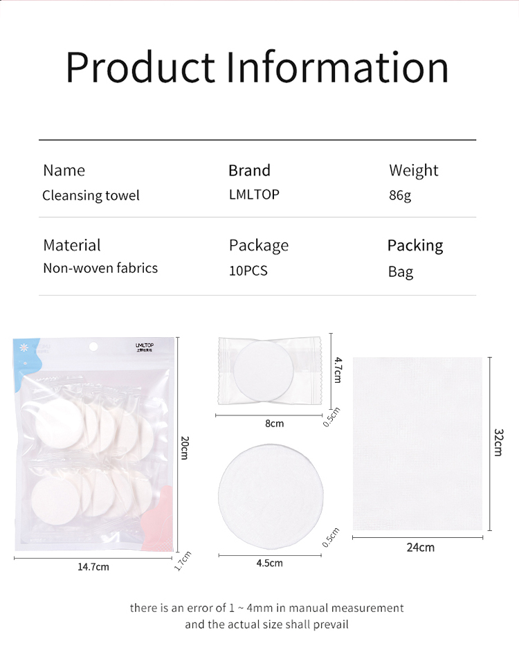 LMLTOP 10pcs Travel Kit Compression Face Towel Non-Woven Fabric Portable Disposable Face Towel Individual Packaging SY418