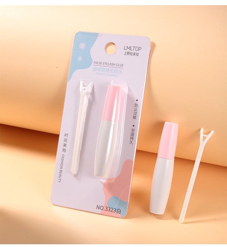 LMLTOP 2 Pcs Oem Double Eyelid Tape Sticker Glue With Fork Waterproof Lace Transparent White Eyelash Glue For Extension 3323