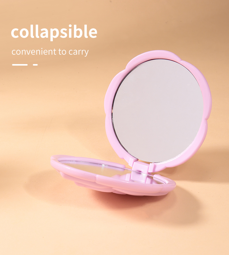LMLTOP Portable Cosmetic Mirror Purple Rose Two-Sided Pocket Mirror Three-Dimensional Carved SY730