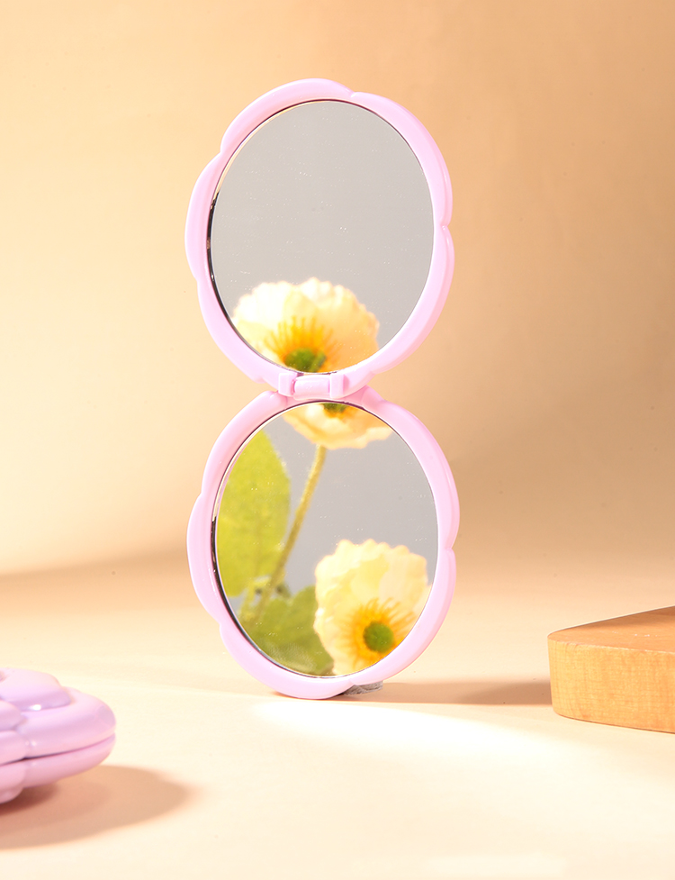 LMLTOP Portable Cosmetic Mirror Purple Rose Two-Sided Pocket Mirror Three-Dimensional Carved SY730