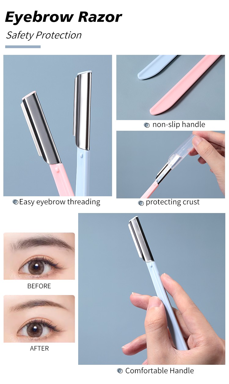 LMLTOP Lady 4 In 1 Cosmetic Eye Brow Hair Remover Eyebrow Trimmer Women Eyebrow Shaper Stainless Steel Eyebrow Razor A0838