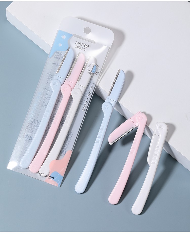 LMLTOP 3pcs Eyebrow Trimmer Blades Shaver Knife Blade Shaper Crayon White Pink Makeup Eye Brow Shaping Face Razor A920