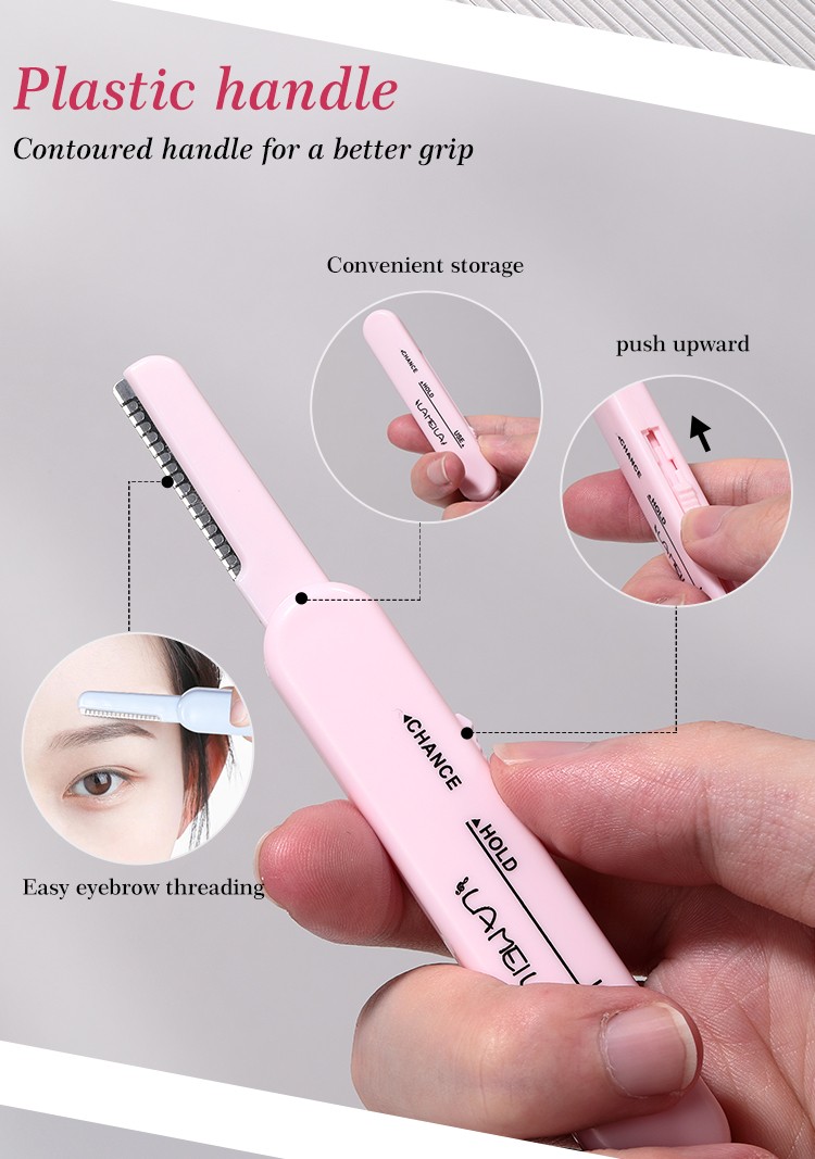 LMLTOP 1pcs Safety Custom Eyebrow Razor And Facial Razor Custom Retractable Eyebrow Trimmer Portable A0367