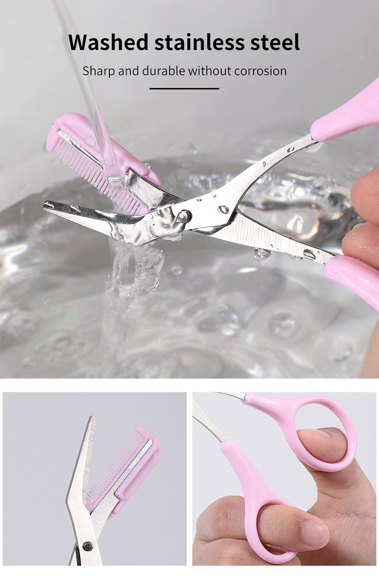 LMLTOP Professional Beauty Scissors Eyebrow Hiar Removal Private Label Stainless Steel Eyebrow Scissors With Comb A0422