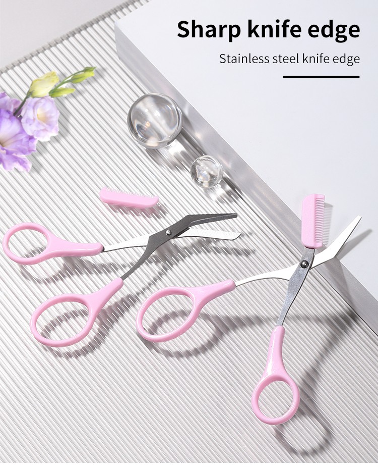 LMLTOP Professional Beauty Scissors Eyebrow Hiar Removal Private Label Stainless Steel Eyebrow Scissors With Comb A0422