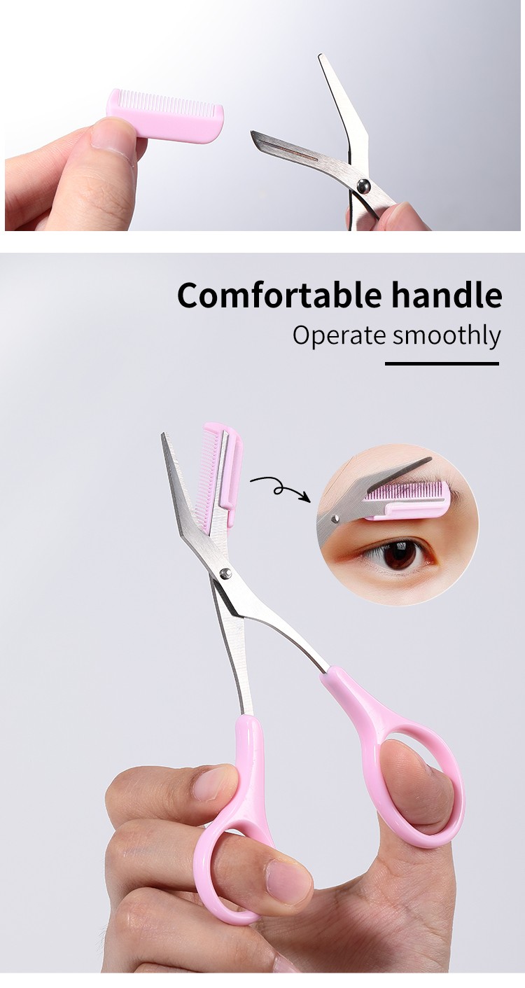 LMLTOP Professional Beauty Scissors Eyebrow Hiar Removal Private Label Stainless Steel Eyebrow Scissors With Comb A0422