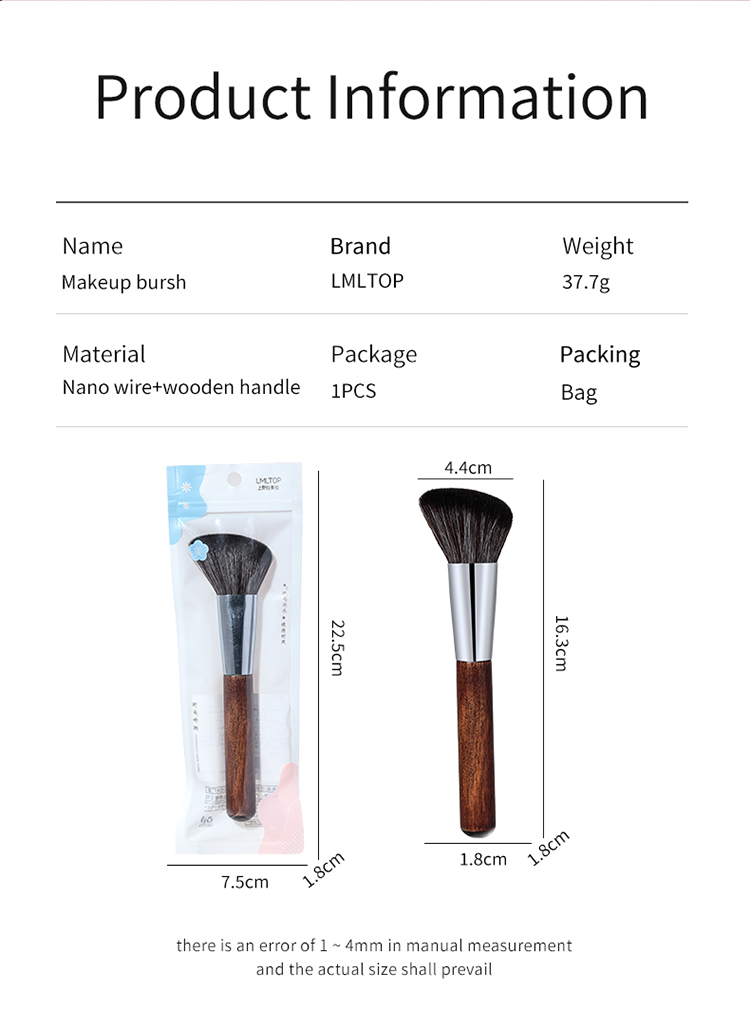 On Sale LMLTOP Popular Nylon Hair Wood Handle Makeup Brush High Quality Single Powder Brush B0533