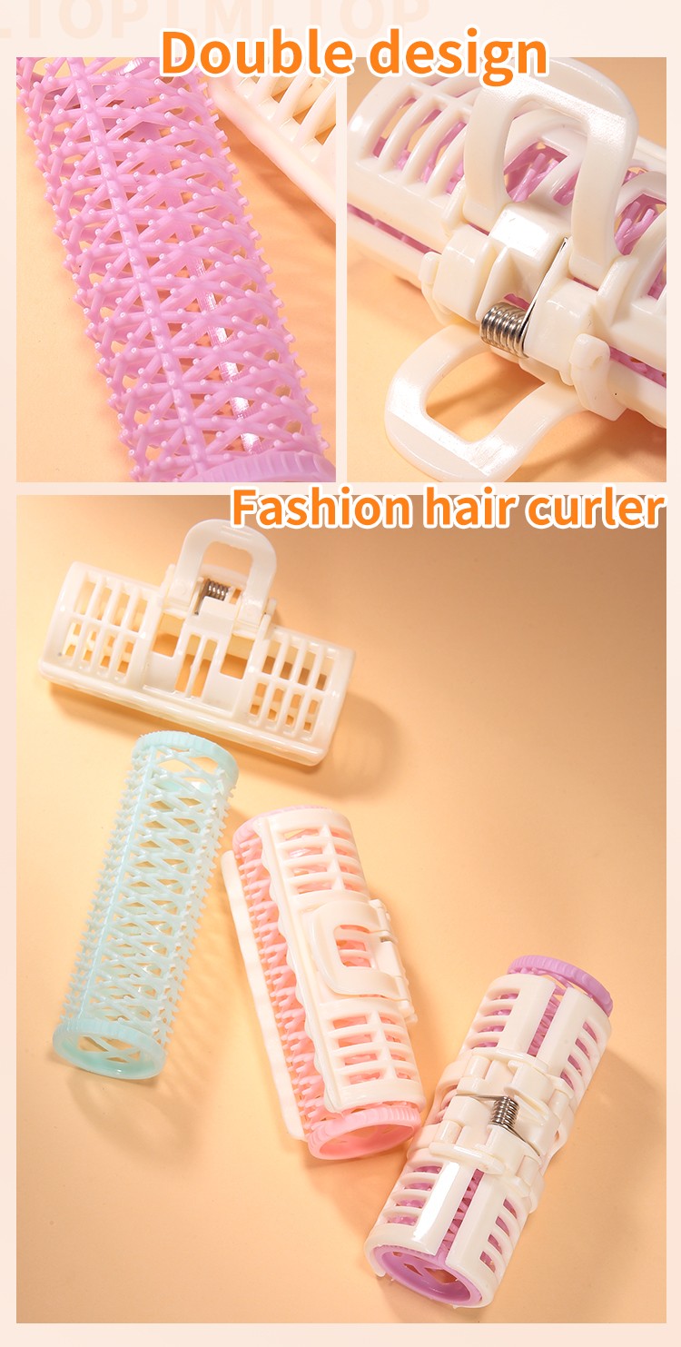 Private Label Hair Curling Tools Roll of Hair Clip Heatless 3pcs Reusable Colorful Mini Plastic Hair Curler Roller C017