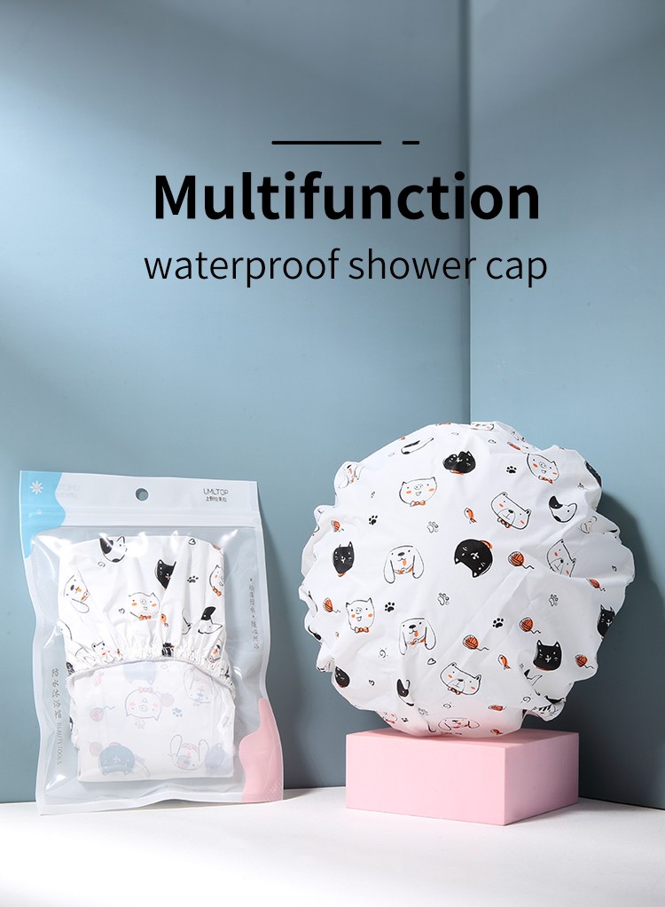 LMLTOP Private Label Personalized Bath Cap Women Waterproof PVC Beauty Tool Adult Shower Cap For Daily Use Wholesale C0815