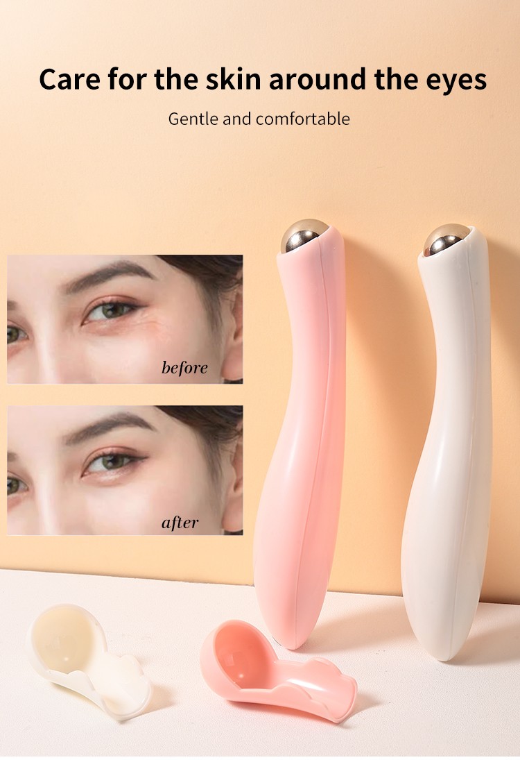 LMLTOP Cosmetic Manufacturer Plastic Massage Tool Stainless Steel Roller Manual Eye Massager M1093