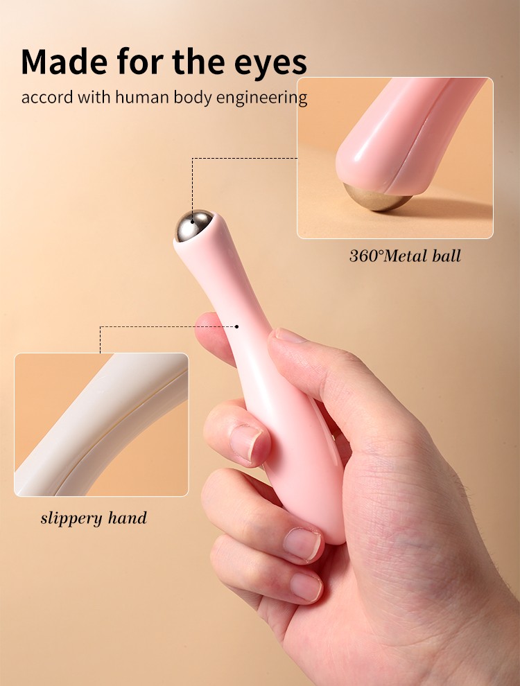 LMLTOP Cosmetic Manufacturer Plastic Massage Tool Stainless Steel Roller Manual Eye Massager M1093