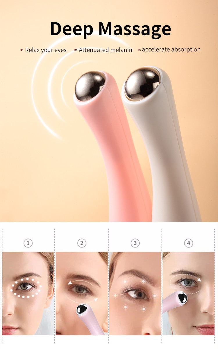 LMLTOP Cosmetic Manufacturer Plastic Massage Tool Stainless Steel Roller Manual Eye Massager M1093