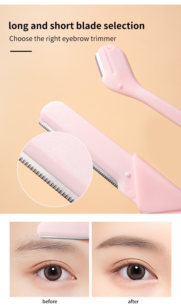 LMLTOP New Eyebrow Razor Set Women Eyebrow Trimmer Stainless Steel Cute Double Head Brows 2pcs Eyebrow Trimmer With Cover A969