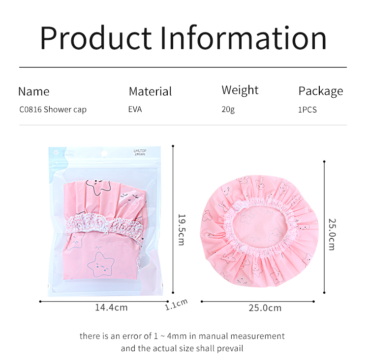 LMLTOP Private Label Waterproof Shower Cap Environmentally Friendly PVC Hair Cap Bathing Hair Band Hooded Towel For Adult C0816