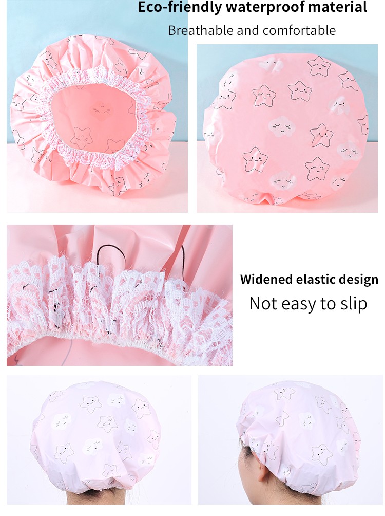 LMLTOP Private Label Waterproof Shower Cap Environmentally Friendly PVC Hair Cap Bathing Hair Band Hooded Towel For Adult C0816