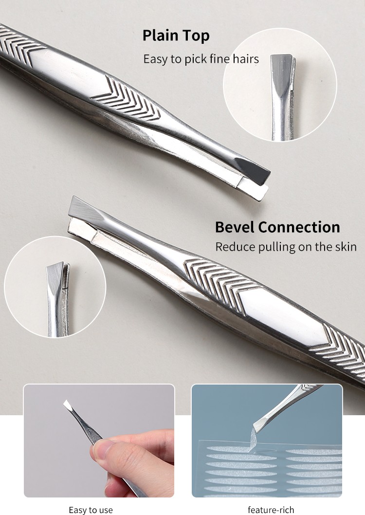 LMLTOP Cheap Price Hair Removal Tools Single Eyelash Clip Tweezers Plain Flat Slant Tip Eyebrow Extension Tweezers A011