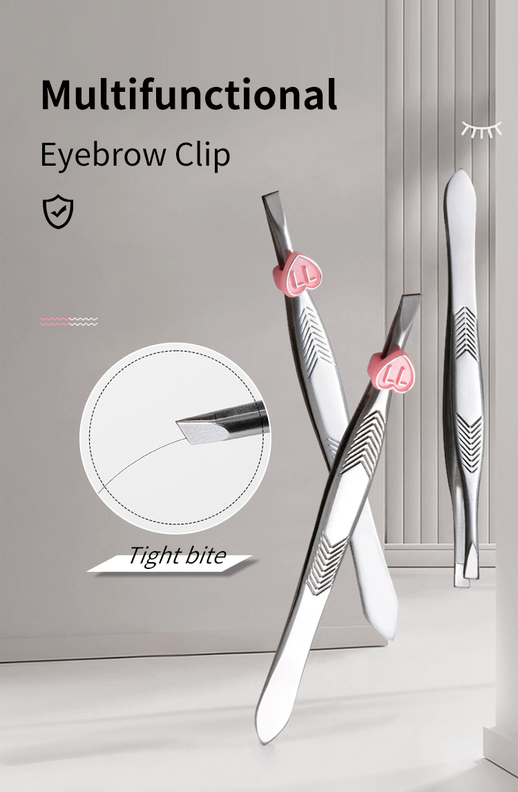LMLTOP Cheap Price Hair Removal Tools Single Eyelash Clip Tweezers Plain Flat Slant Tip Eyebrow Extension Tweezers A011