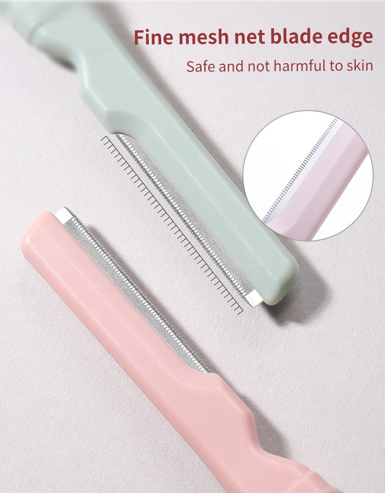LMLTOP 2pcs Stainless Steel Razor Blade Plastic Handle Eyebrow Trimmer Long Handle Facial Eyebrow Razorprivate Label A957