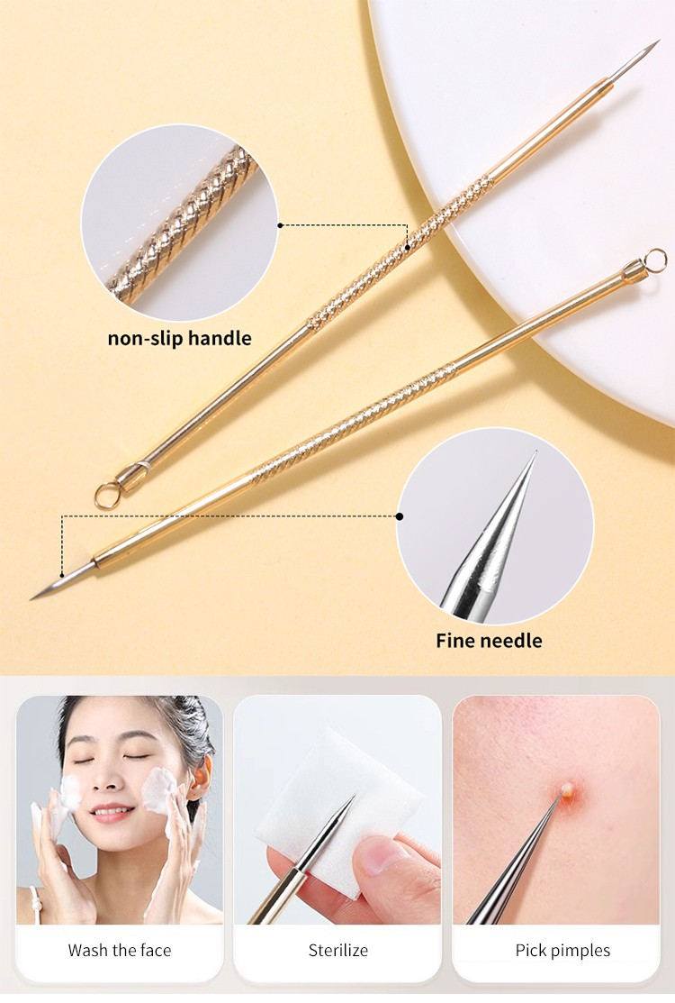 LMLTOP Hot Sale Facial Beauty Tools 1pc Gold Stainless Steel Acne Needle Blackhead Removal Tool Nose Blackhead Removal B0710