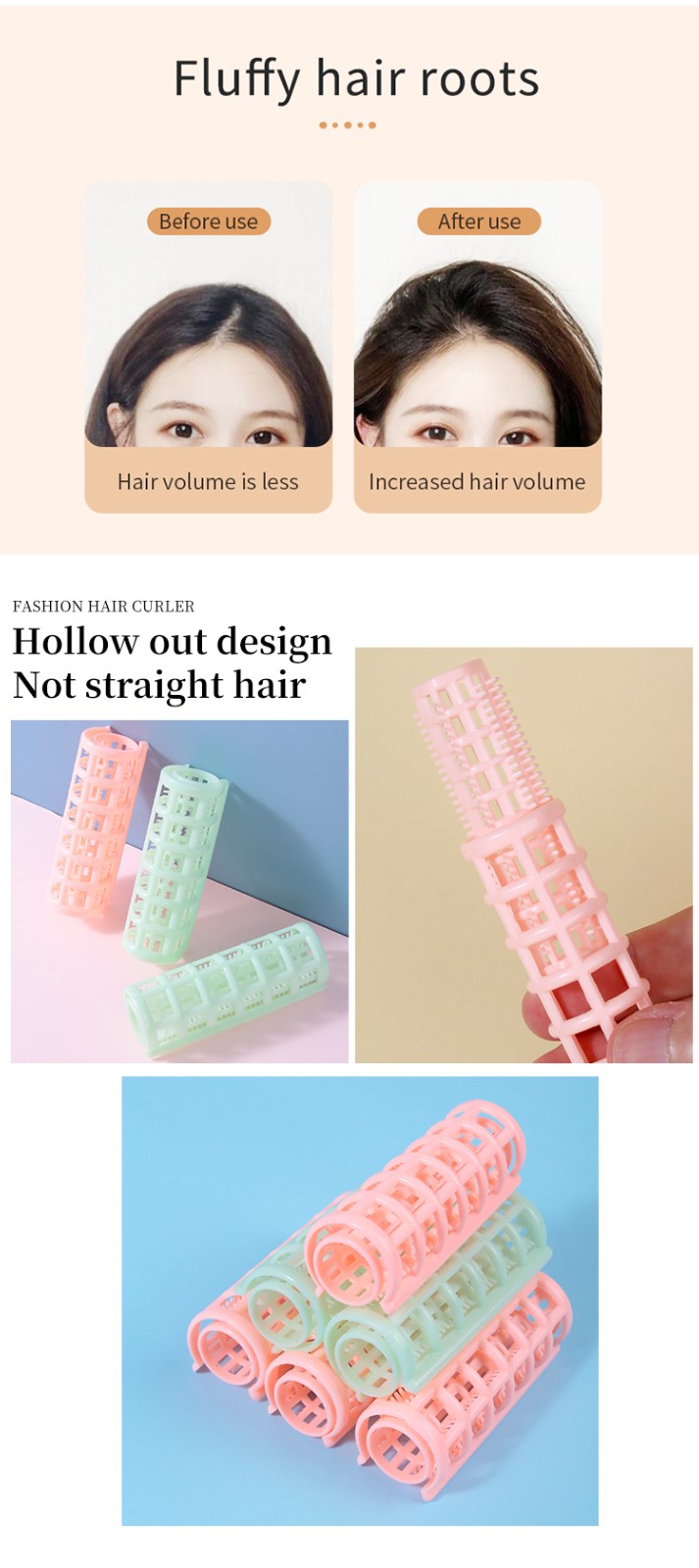 LMLTOP Multi Color Fashion New Style Hair Curling Natural 4pcs Small Size Wholesale Plastic Hair Beauty Roller OEM C033