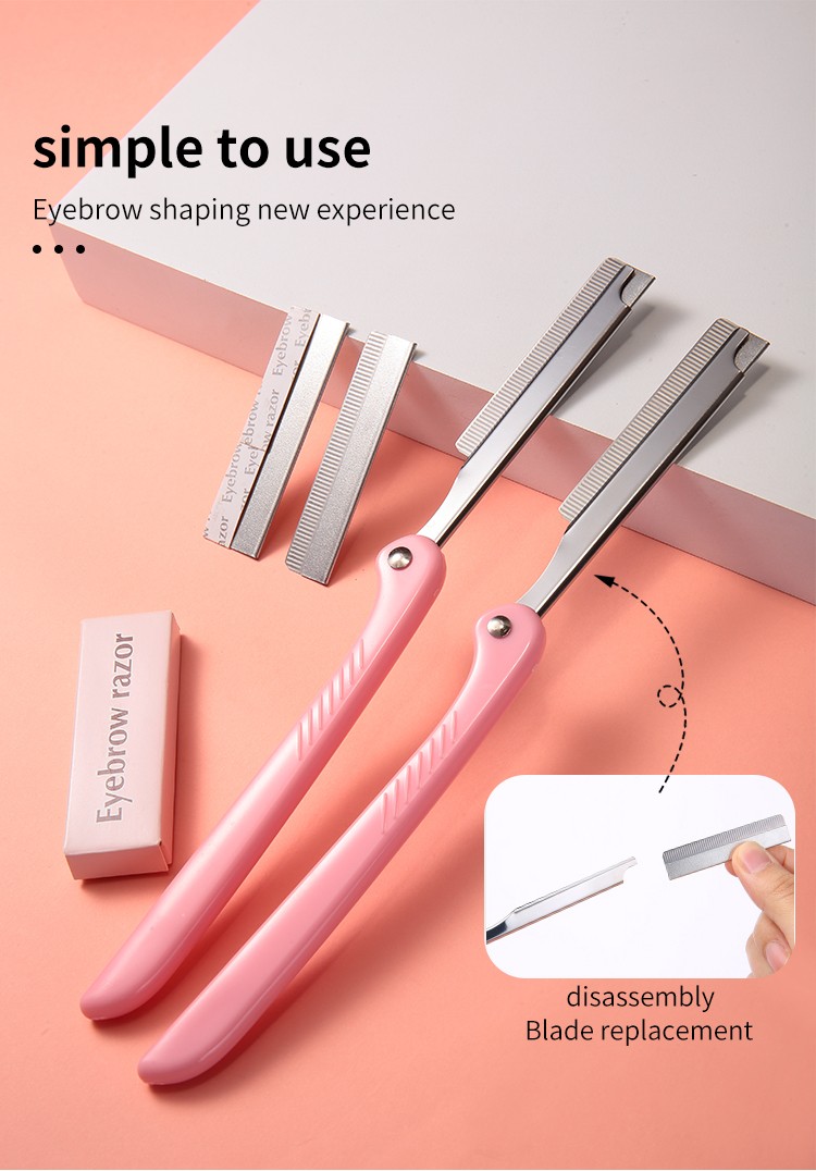 OEM YOUSHA Foldable Eyebrow Trimmer Blade Shaving Razor Long Handle Eyebrow Razor And Facial Razor Replaceable Blade YX137