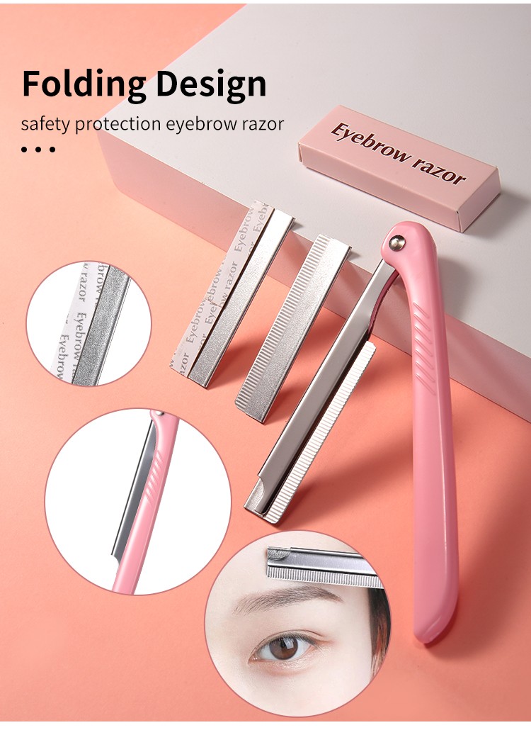 OEM YOUSHA Foldable Eyebrow Trimmer Blade Shaving Razor Long Handle Eyebrow Razor And Facial Razor Replaceable Blade YX137