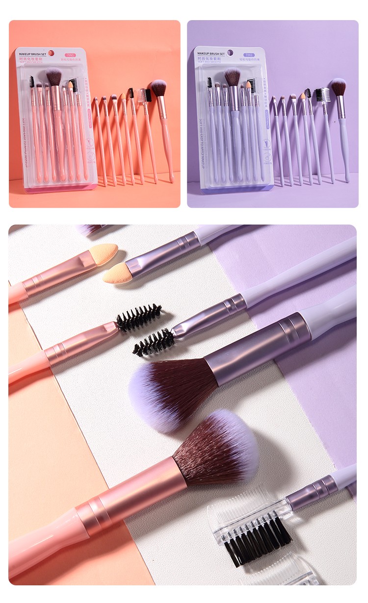 7 IN 1 LMLTOP 7pcs Cosmetics Makeup High Quality Nylon Wool Makeup Brush Set Plastic Handle Private Label Customizable Logo SY608