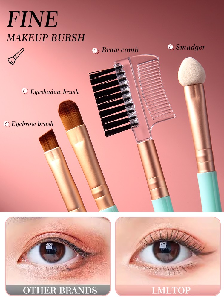 LMLTOP 2pcs Makeup Brushes 2 In 1 Eyebrow Comb Brush Double-Head Latex Sponge Eye Shadow Brush B0541