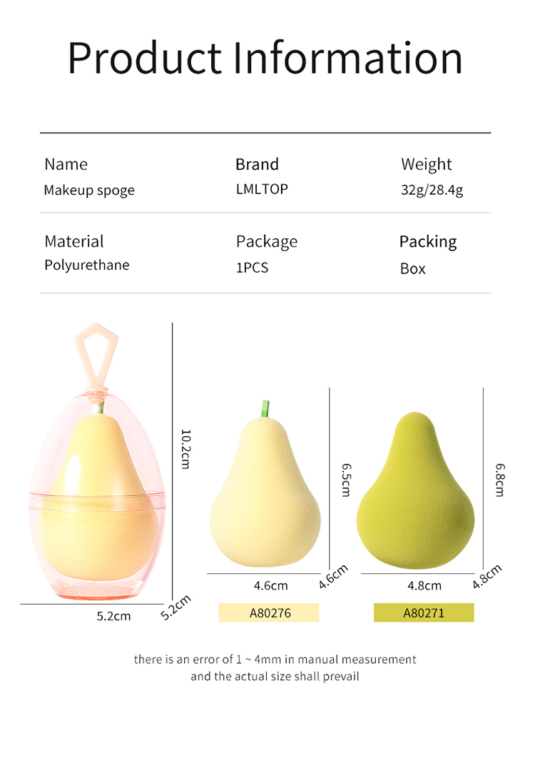 LMLTOP Beauty Tools Beauty Sponge Blender Fruit Molding Make Up Sponge Sponge Makeup Blender With Box A80271 A80276