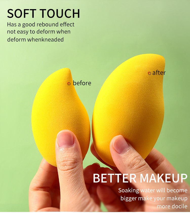 LMLTOP High Quality Custom Logo Cosmetics Fruit Shape Mango Makeup Sponge Latex Free Beauty Sponges Soft Powder Puff A80022