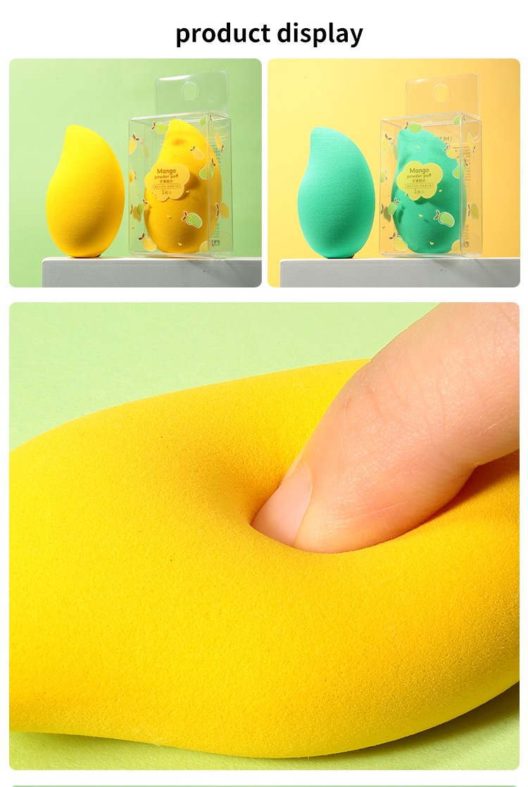 LMLTOP High Quality Custom Logo Cosmetics Fruit Shape Mango Makeup Sponge Latex Free Beauty Sponges Soft Powder Puff A80022