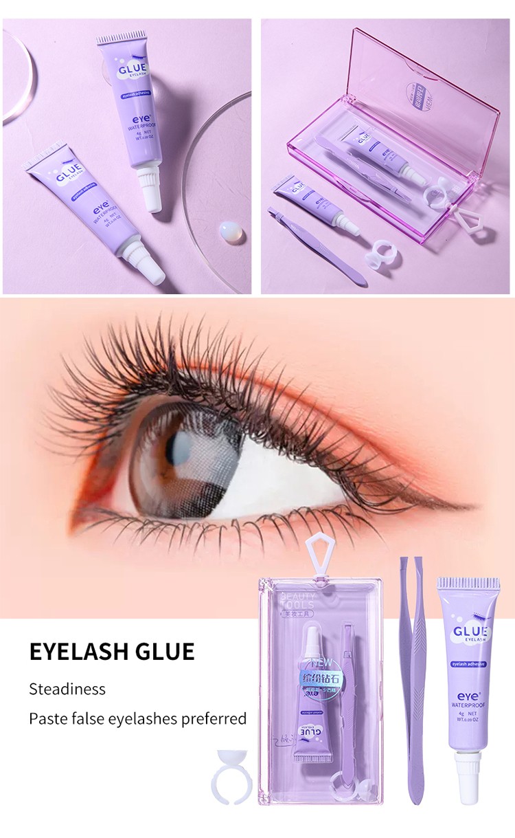 LMLTOP 3pcs Eyelash Extension Kits False Lash Glue Eyelash Tweezer Portable Lash Glue Rings SY550