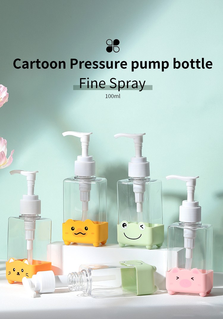 LMLTOP 100ml PET Cartoon Pump Bottles High Quality Travel Bottle Plastic Empty Bottles SY722