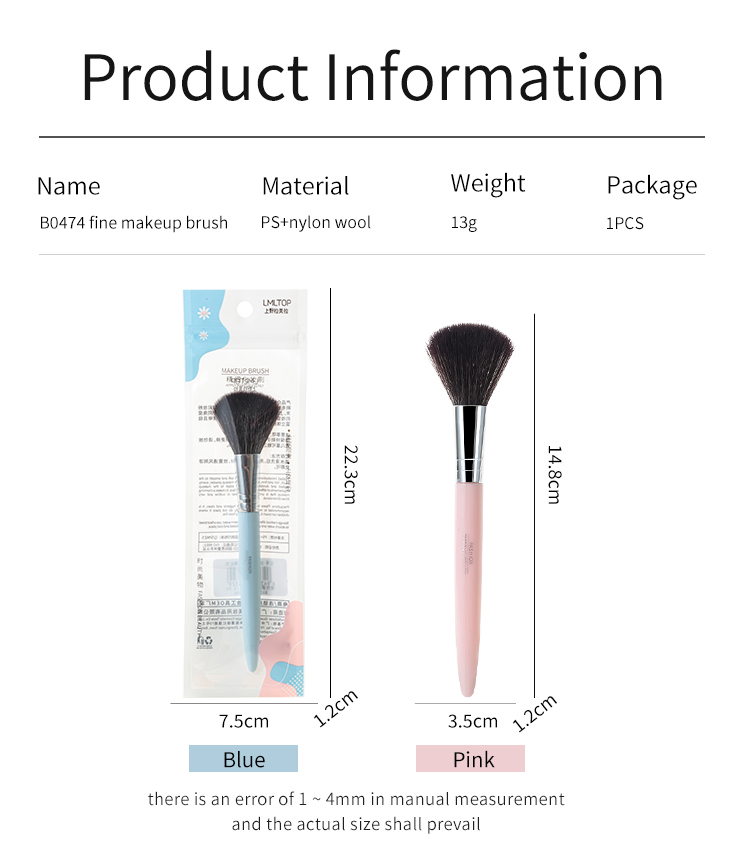 LMLTOP Single Wholesale Makeup Brushes Blusher Nylon Make Up Brush Custom Logo Brushes Beauty Tool Make Up Professional B0474