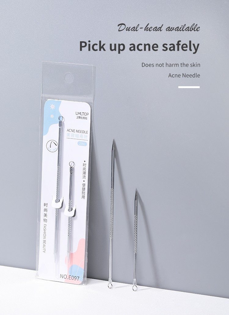 LMLTOP 2pcs Stainless Steel Blackhead Acne Needles Circle Loop Sharp Acne Blackhead Removal Needle Acne Needle Set E097