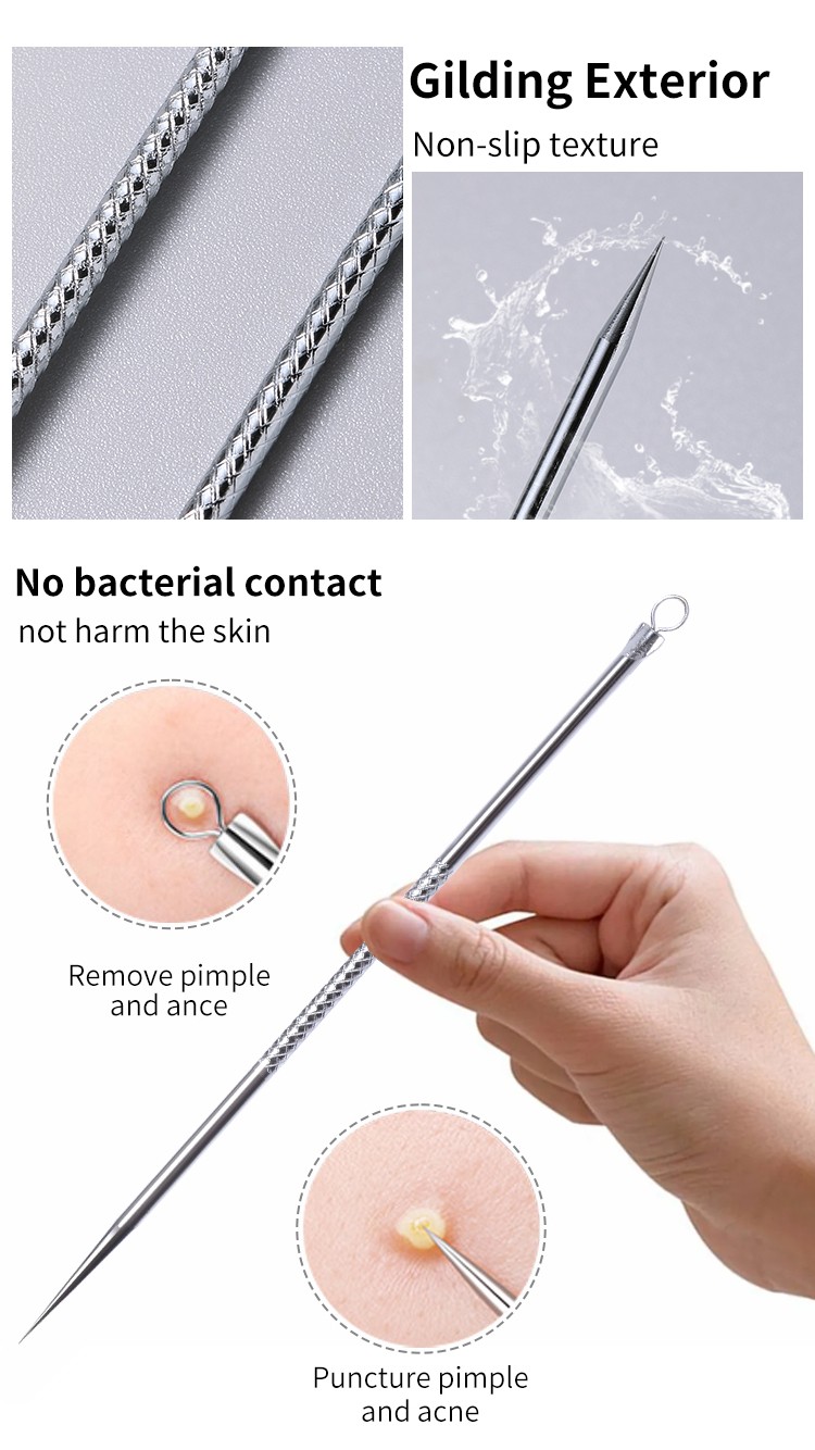 LMLTOP 2pcs Stainless Steel Blackhead Acne Needles Circle Loop Sharp Acne Blackhead Removal Needle Acne Needle Set E097