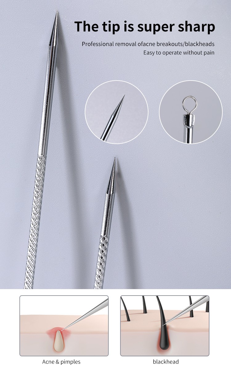 LMLTOP 2pcs Stainless Steel Blackhead Acne Needles Circle Loop Sharp Acne Blackhead Removal Needle Acne Needle Set E097