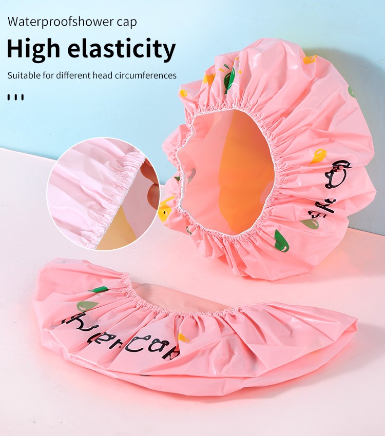 LMLTOP Wholesale Female Hair Shower Cap Cute Elastic Band Water Proof Bath Cap Woman Waterproof Reusable EVA Bathing Cap C0857